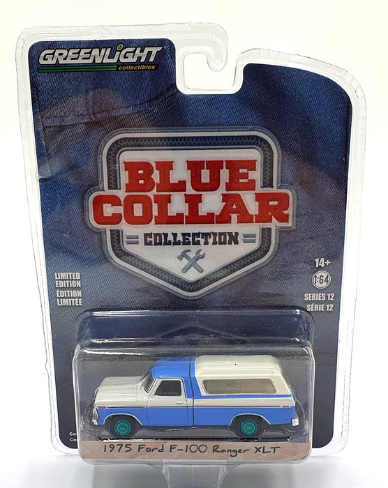 Greenlight 1/64 Scale 35260-F - 1975 Ford F-100 Ranger XLT Van - Blue/White