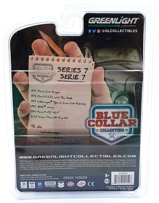 Greenlight 1/64 Scale 35160-D - 1990 GMC Jimmy Blue Collar - Blue/White/Red