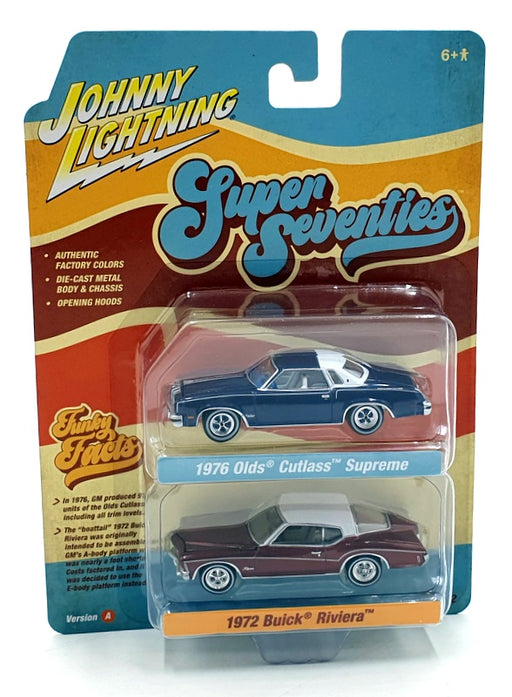 Johnny Lightning 1/64 Scale JLPK022 - Super Seventies - Olds/ Buick - Blue/Red
