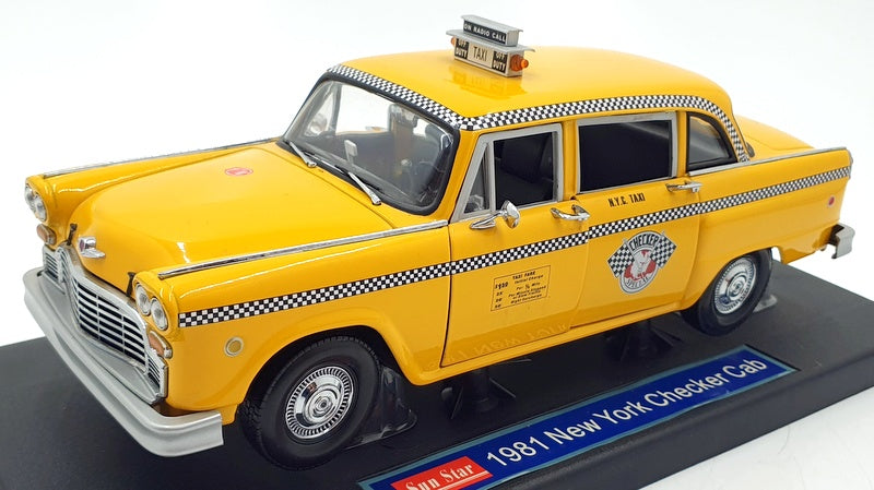 Sunstar 1/18 Scale 2501 - 1981 New York Checker Taxi Cab Yellow