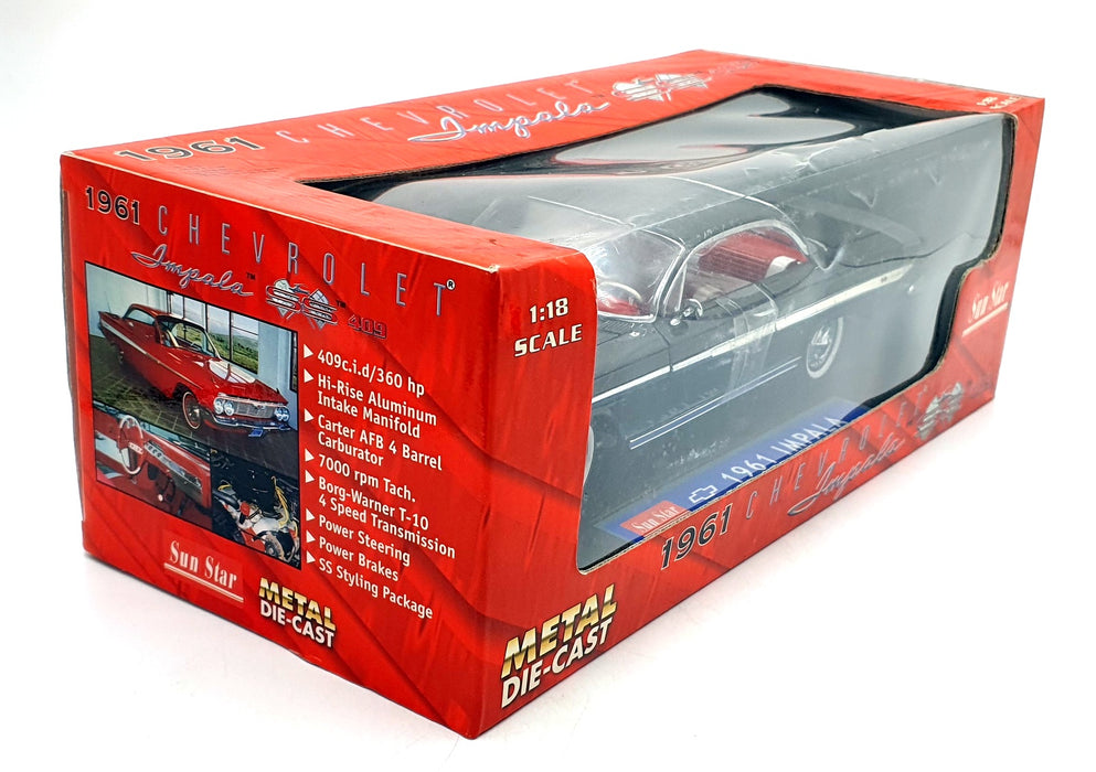 Sun Star 1/18 Scale Diecast 2101 - 1961 Chevrolet Impala SS 409 - Met Black
