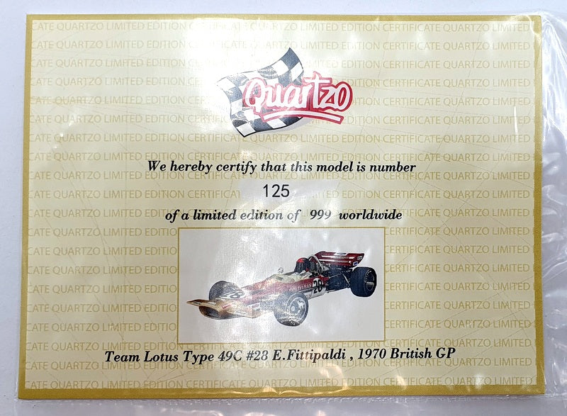 Quartzo 1/18 Scale 18221 Lotus Type 49C #28 Fittipaldi 1970 British GP LE