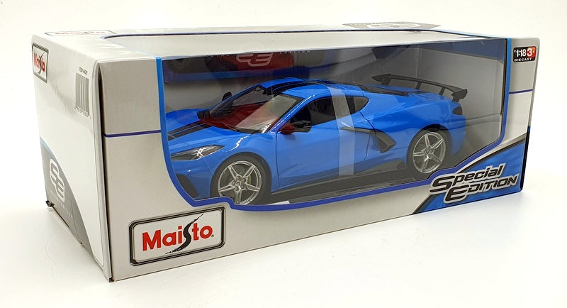 Maisto 1/18 Scale 46629 2020 Chevrolet Corvette Stingray Coupe Blue/Black Stripe