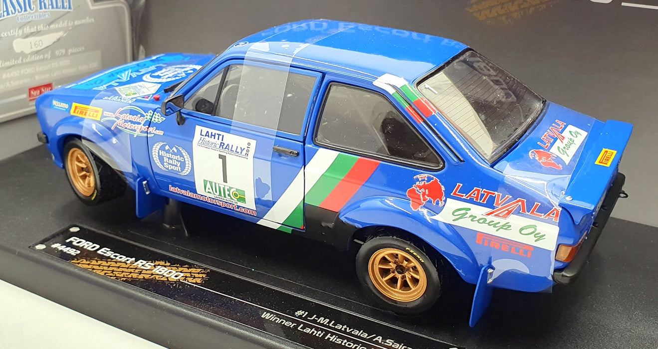 Sun Star 1/18 Scale 4492 Ford Escort RS1800 Latvala / Sairanen Lahti Rally 2010