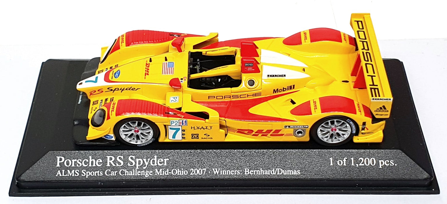 Minichamps 1/43 Scale 400 076697 - Porsche RS Spyder 1st #7 Mid-Ohio ALMS 2007