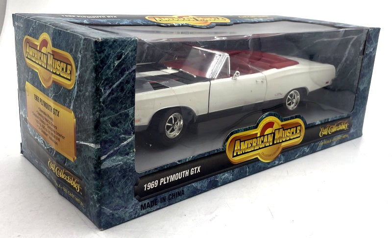 Ertl 1/18 Scale Diecast 7249 - 1969 Plymouth GTX Convertible - White/Black/Red