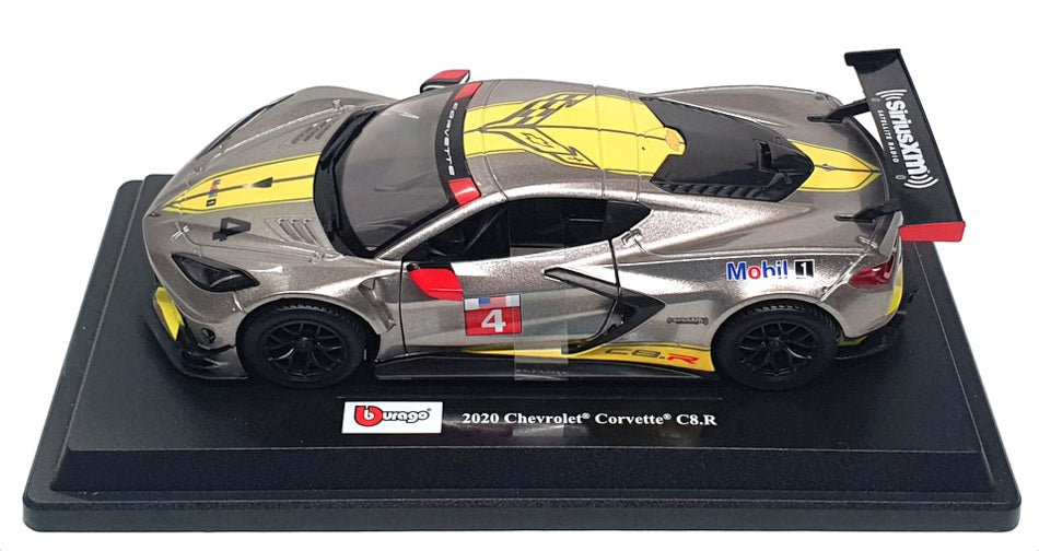Burago 1/24 Scale 18-28024 - 2020 Chevrolet Corvette C8.R #4 - Yellow/Silver