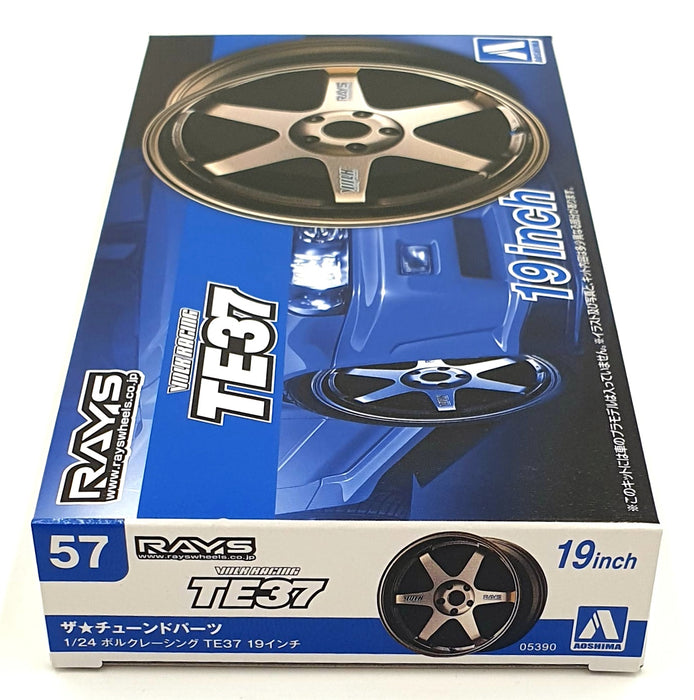 Aoshima 1/24 Scale 05390 - Rays Volk Racing TE37N 19' Wheels & Tyres Set #57