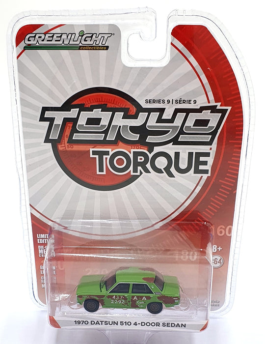 Greenlight 1/64 Scale 47070-B - 1970 Datsun 510 4- Door Sedan - Green