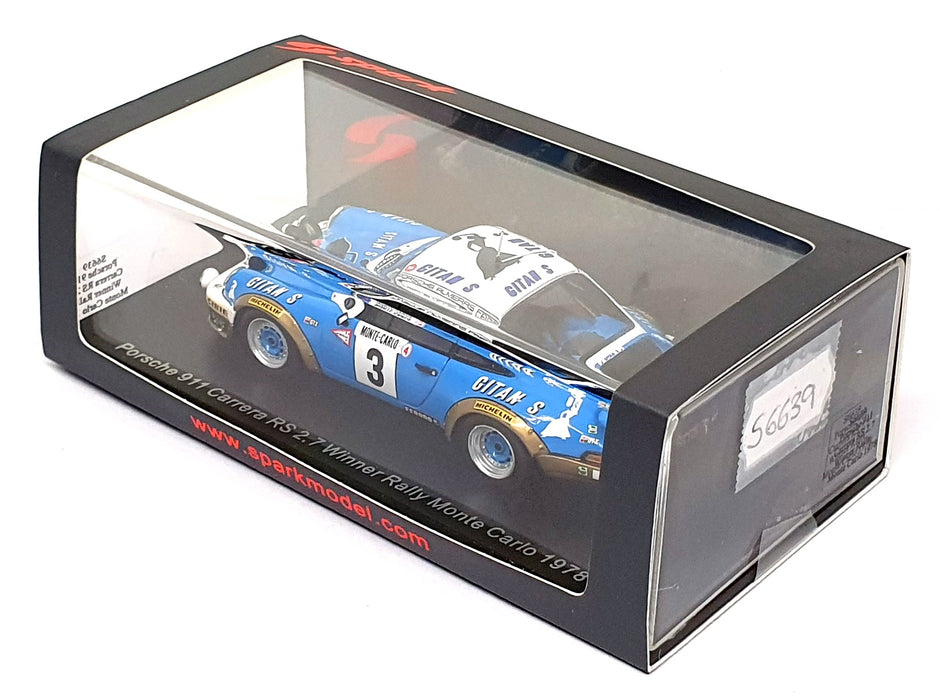 Spark 1/43 Scale S6639 - Porsche 911 RS 2.7 #3 Winner Monte Carlo Rally 1978