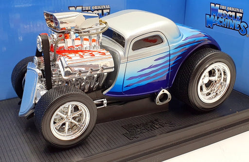Muscle Machine 1/18 Scale Diecast 71166 - 1933 Ford Coupe - Silver/Blue