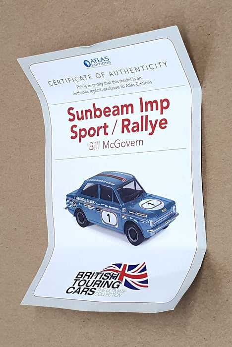 Atlas Editions 1/43 Scale 4 672 107 - Sunbeam Imp #1 McGovern 1972 BTCC Champion
