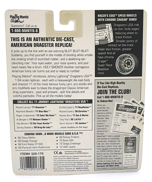 Johnny Lightning 1/64 Scale 302-170 Dragsters USA 1971 Blue Max - Raymond Beadle