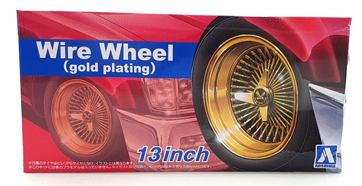 Aoshima 1/24 Scale Four Wheel Set 66270 - Wire Wheel Gold Plating 13 Inch