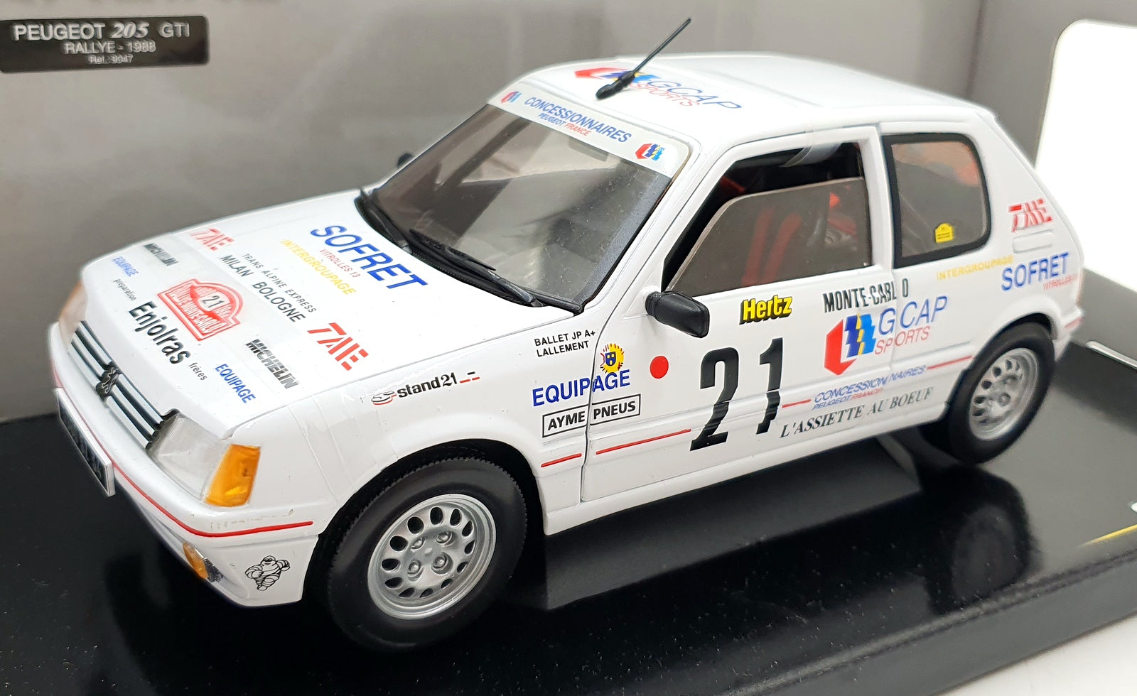 Solido 1/18 Scale Diecast 9047 - Peugeot 205 GTI Rallye 1988 #21 JP Ballet