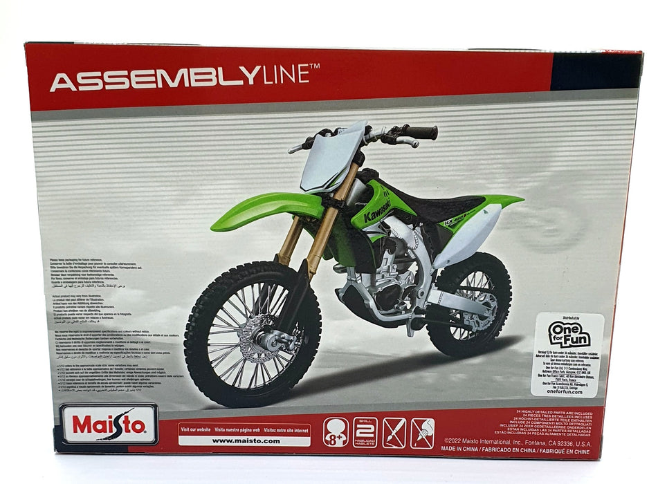 Maisto 1/12 Scale Diecast Kit 39175 - Kawasaki KX 450F Motorbike - White/Green