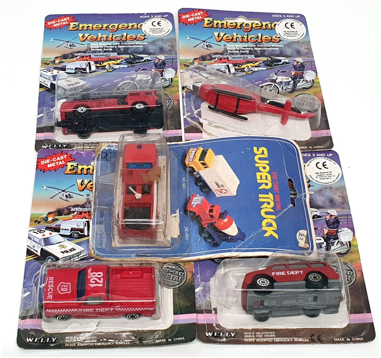 Welly Diecast 5W092 - Assortment Of 5 Fire Vehicles - Red