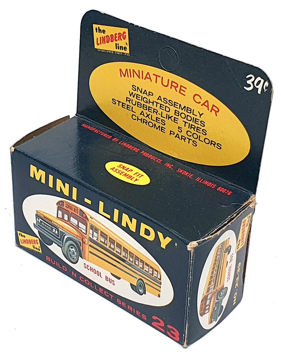 Lindberg Appx 8.5cm Long Plastic Model No. 23 - School Bus - Yellow