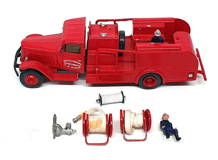 Unknown Brand 16cm Long White Metal FE213 - Citroen ? Fire Truck - Red