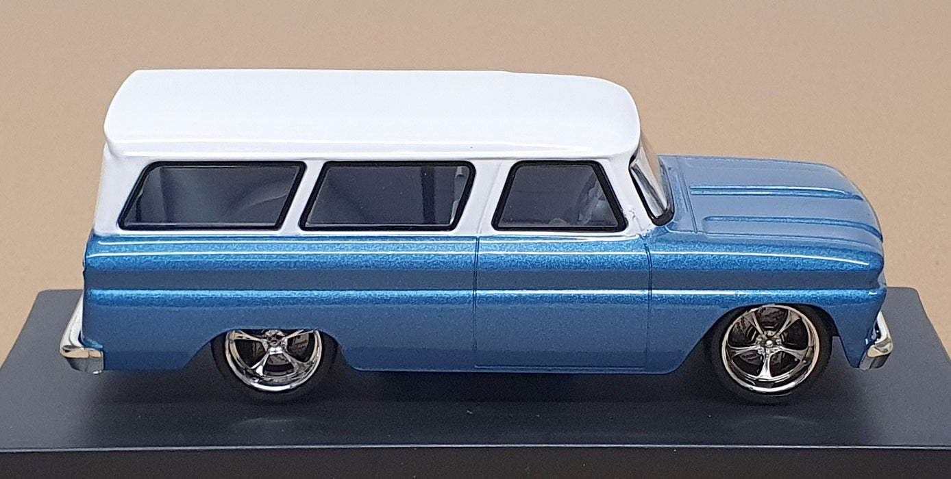 Greenlight 1/43 Scale 86059 - 1966 Chevrolet Suburban - Blue/White