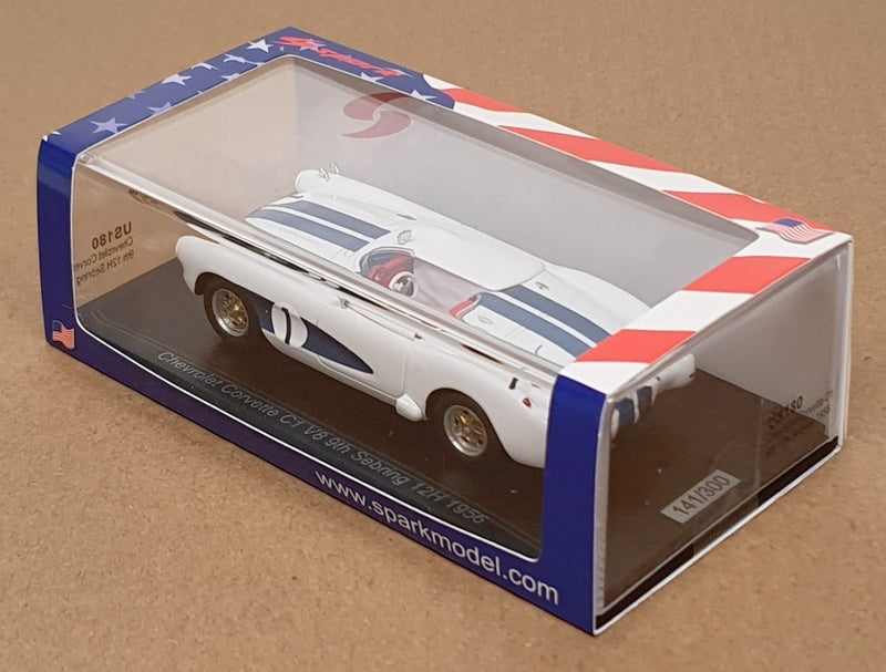 Spark 1/43 Scale US180 - Chevrolet Corvette C1 V8 #1 9th Sebring 12H 1956