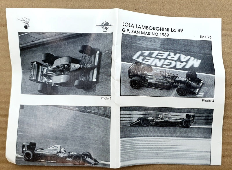 Tameo 1/43 Scale Unbuilt Kit TMK96 - Lola Lamborghini Lc89 GP San Marino 1989