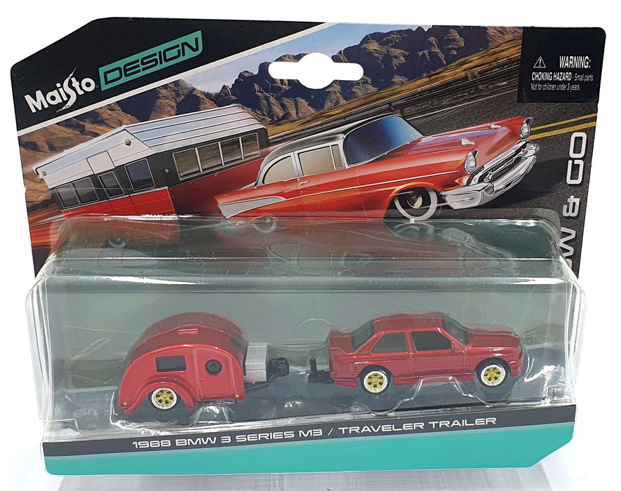 Maisto 1/64 Scale Diecast 15368 1988 BMW 3 Series M3/Traveler Trailer