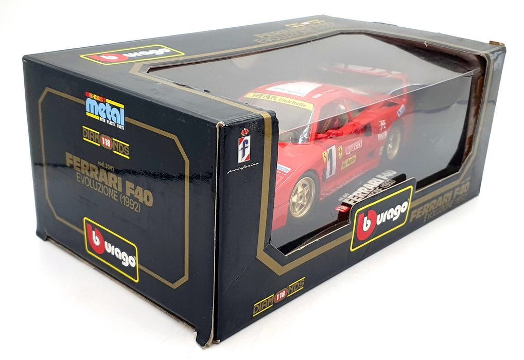 Burago 1/18 Scale Diecast  3042 Ferrari F40 Evoluzione 1992 Race car #1
