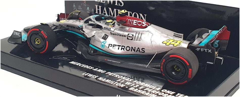 Minichamps 1/43 Scale 417 220144 - F1 Mercedes AMG Hamilton Bahrain GP 2022