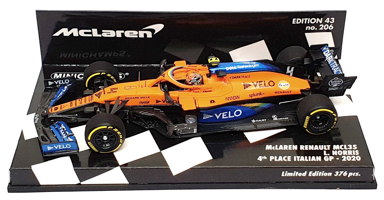 Minichamps 1/43 Scale 537 205104 - F1 McLaren MCL35 4th Italy GP 2020 Norris