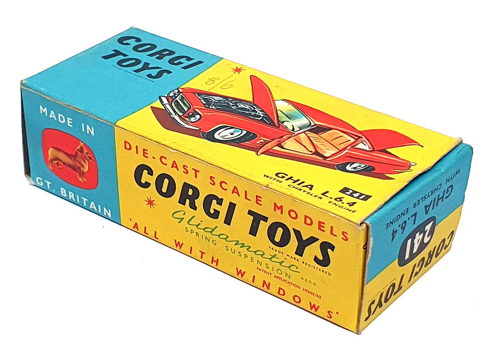 Corgi Toys 10cm Long Original Diecast 241 Ghia L.6.4 With Chrysler Engine - Blue