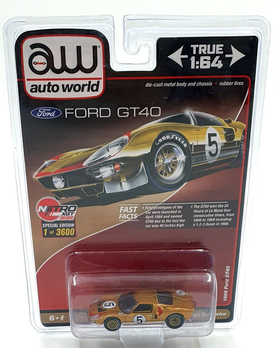 Auto World 1/64 Scale CP7923 - 1966 Ford GT40 #5 - Gold