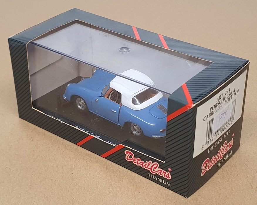 Detail Cars 1/43 Scale ART224 - Porsche 356 A Cabriolet - Blue/White