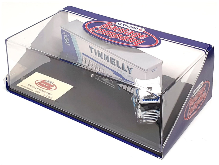 Oxford Diecast 1/76 Scale SCA03CS - Scania Truck & Trailer "Tinnelly" White/Blue
