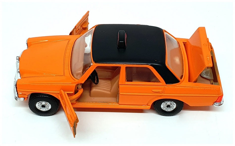 Corgi 13cm Long Diecast 411 - Mercedes Benz 240D Taxi - Orange/Black