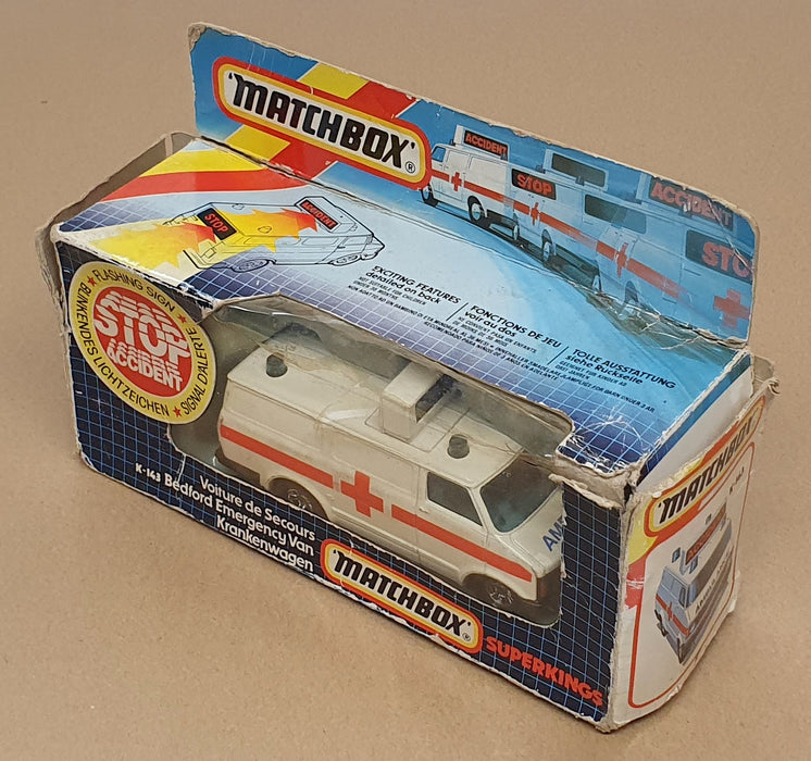 Matchbox 13cm Long Diecast K-143 - Bedford Emergency Van Ambulance - White