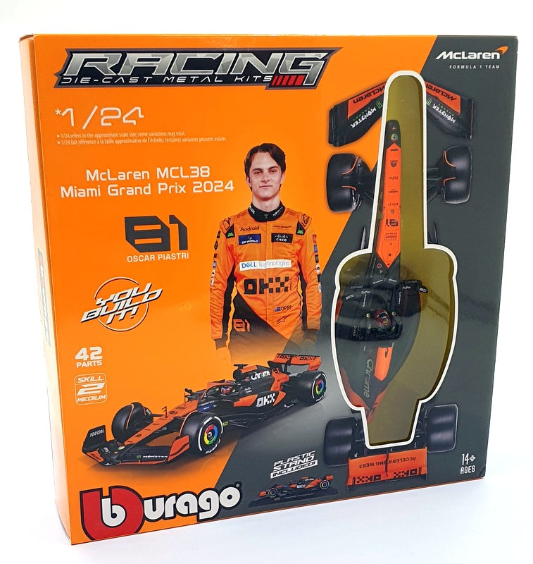 Burago 1/24 Scale Metal Kit 18-28505 - McLaren MCL38 #81 Miami GP 2024 -Piastri