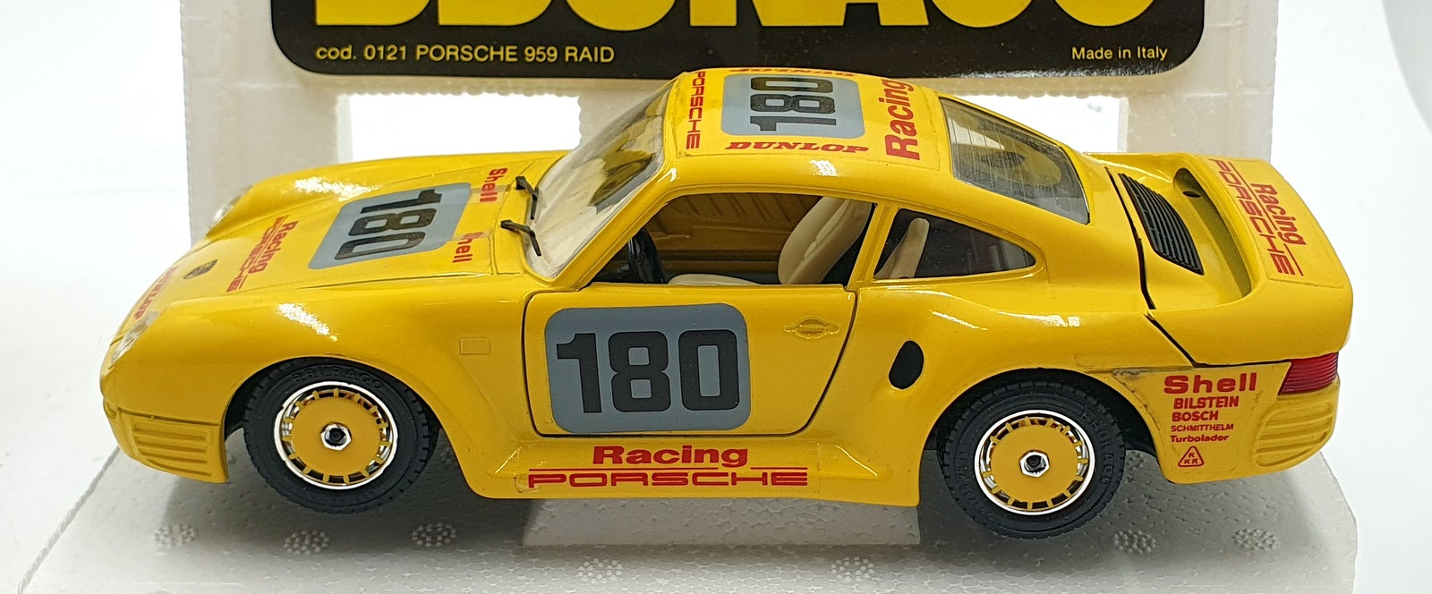 Burago 1/24 Scale Diecast 0121 - Porsche 959 Raid #180 - Yellow