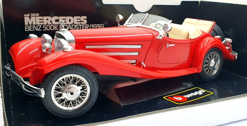 Burago 1/18 scale Diecast 3020 - Mercedes Benz 500K Roadster 1936 - Red