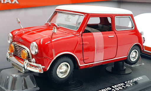 Motormax 1/18 Scale Diecast 73113 - 1961-67 Morris Mini Cooper - Red/White