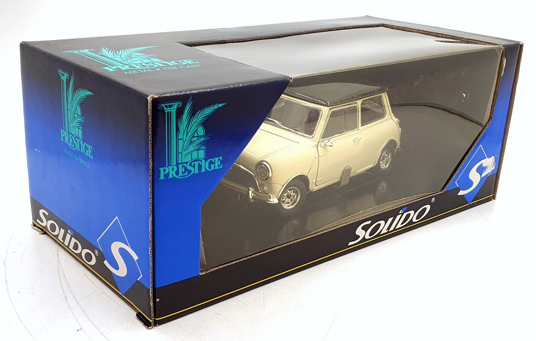 Solido 1/18 Scale Diecast  71821 - Austin Mini Cooper - Cream/Black Roof