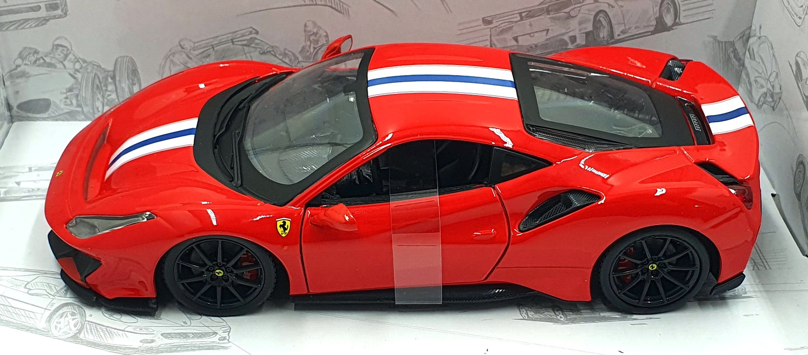 Burago 1/24 Scale Model Car 18-26026 - Ferrari 488 Pista - Red