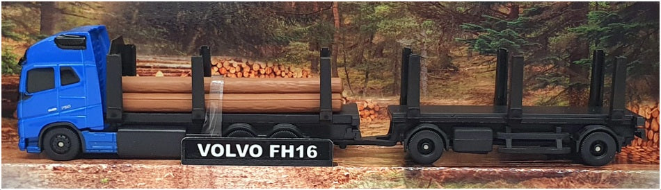 Maisto 11682 - Volvo FH16 Double Trailer With Logs - Blue