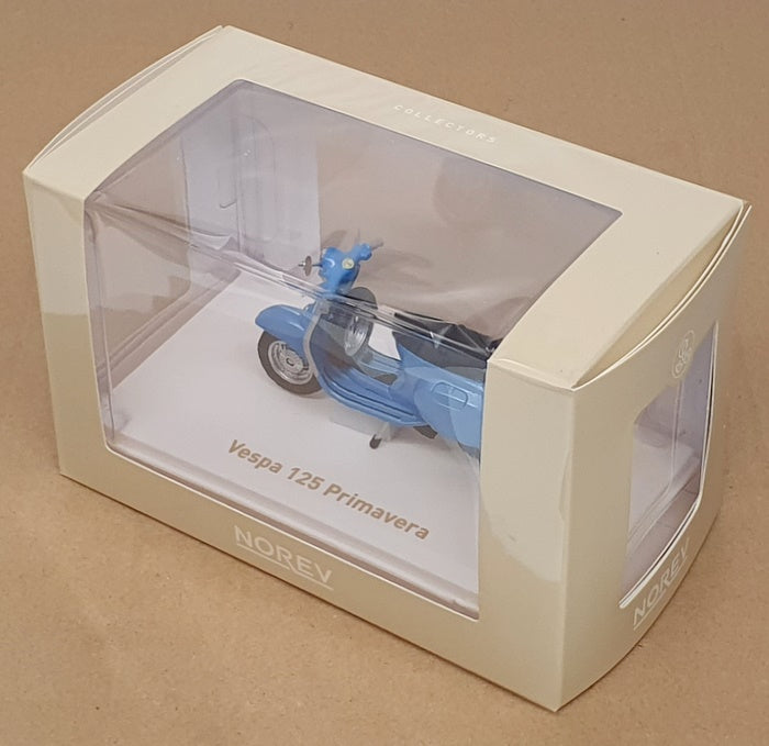 Norev 1/18 Scale 182100 - Vespa 125 Primavera Scooter Motorbike - Met. Blue