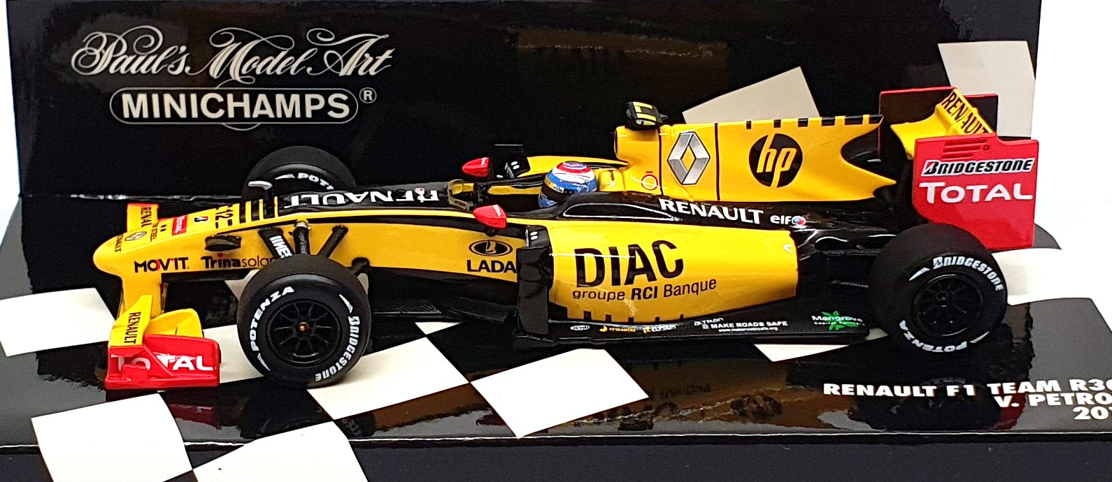 Minichamps 1/43 Scale 410 100012 - F1 Renault R30 V. Petrov 2010 - Yellow