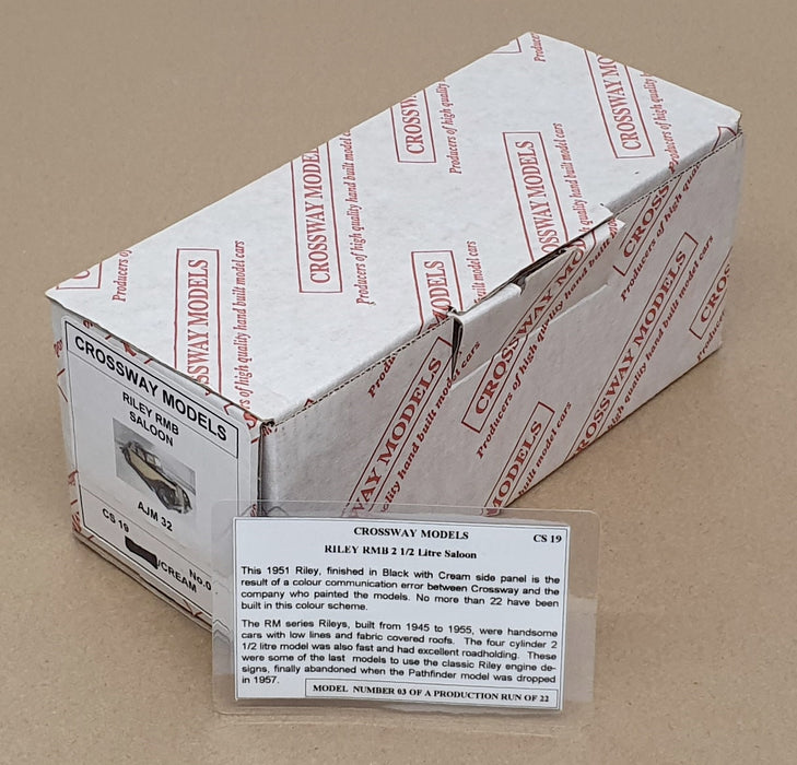 Crossway Models 1/43 Scale CS19 - Riley RMB Saloon - Cream