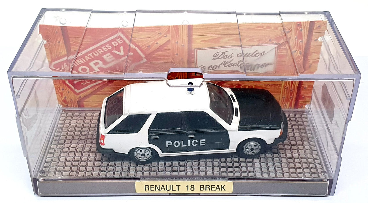 Norev 1/43 Scale Diecast CSK75 - Renault 18 Break Police Car - Black/White