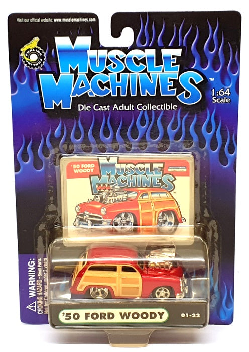 Muscle Machines 1/64 Scale 71161 01-22 - 1950 Ford Woody - Deep Red