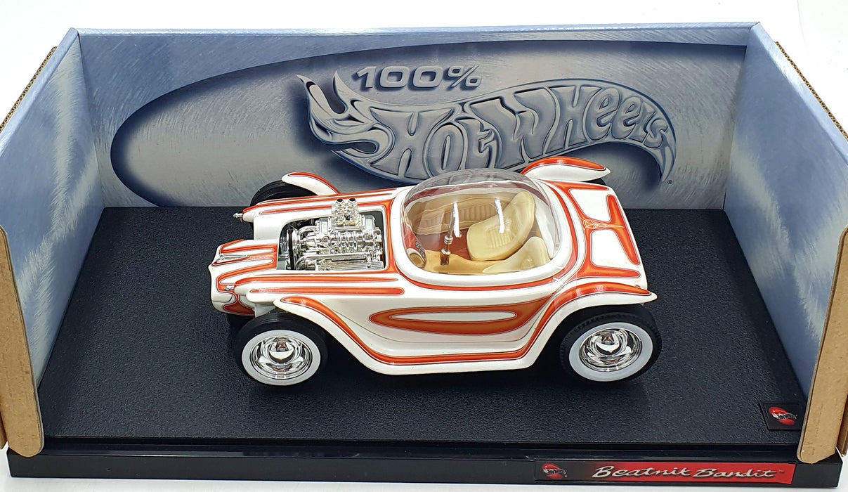 Hot Wheels 1/18 Scale Diecast 53832 - Beatnik Bandit custom Car - White/Orange