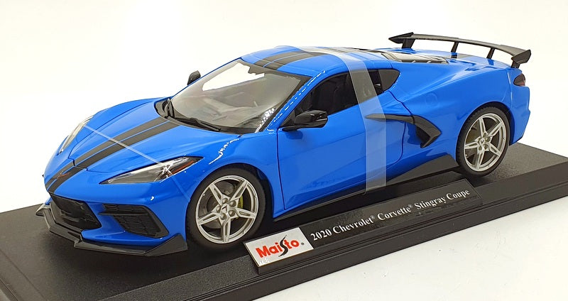 Maisto 1/18 Scale 46629 2020 Chevrolet Corvette Stingray Coupe Blue/Black Stripe